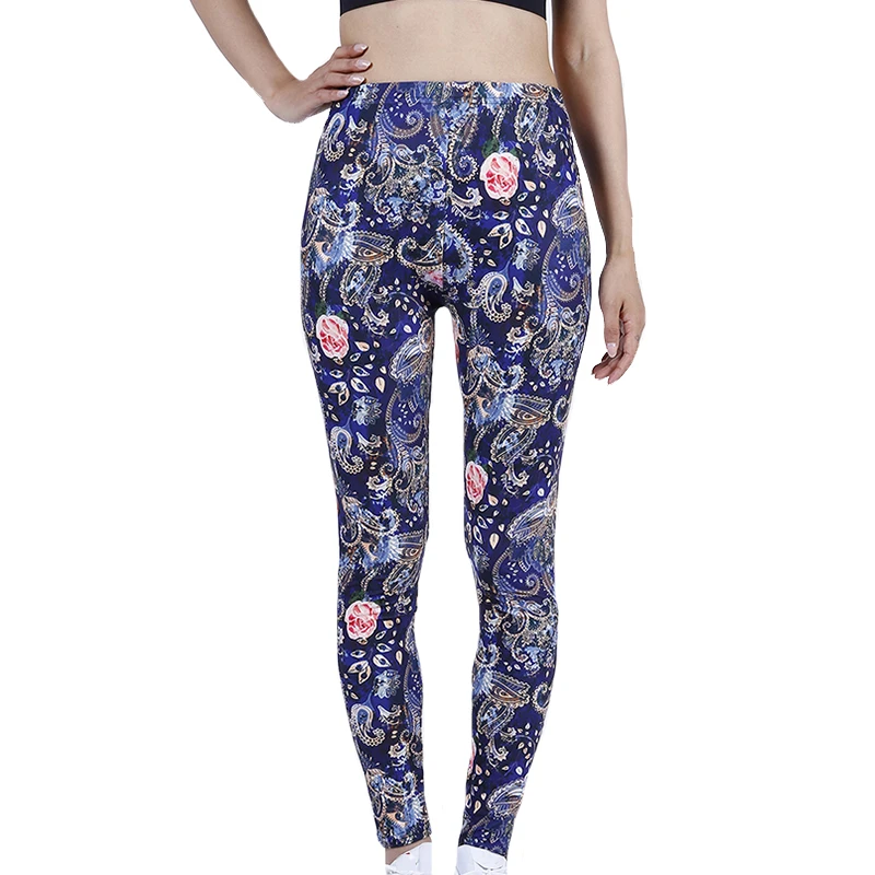 

VIIANLES Workout Leggins Slim Fitness Gym Fashion Floral Print Leggings Women High Waist Elastic Sport Running Stretchy