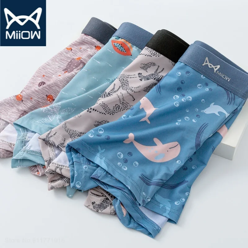 

Трусы-боксеры MiiOW мужские антибактериальные, тонкие дышащие трусы из ледяного шелка, нижнее белье, бесшовные шорты, 3 шт.