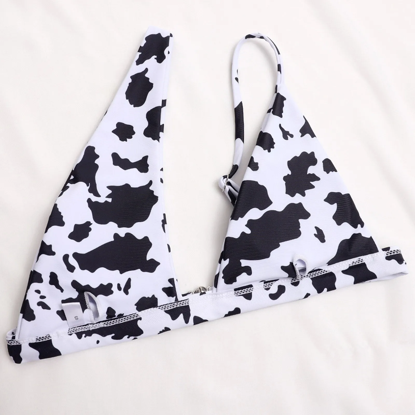 

Milk Printed One Shoulder Bikini Swimsuit Women 2 Pieces Hollow Out Swim Bathing Suit Beachwear Swimwear Summer Biquini Set