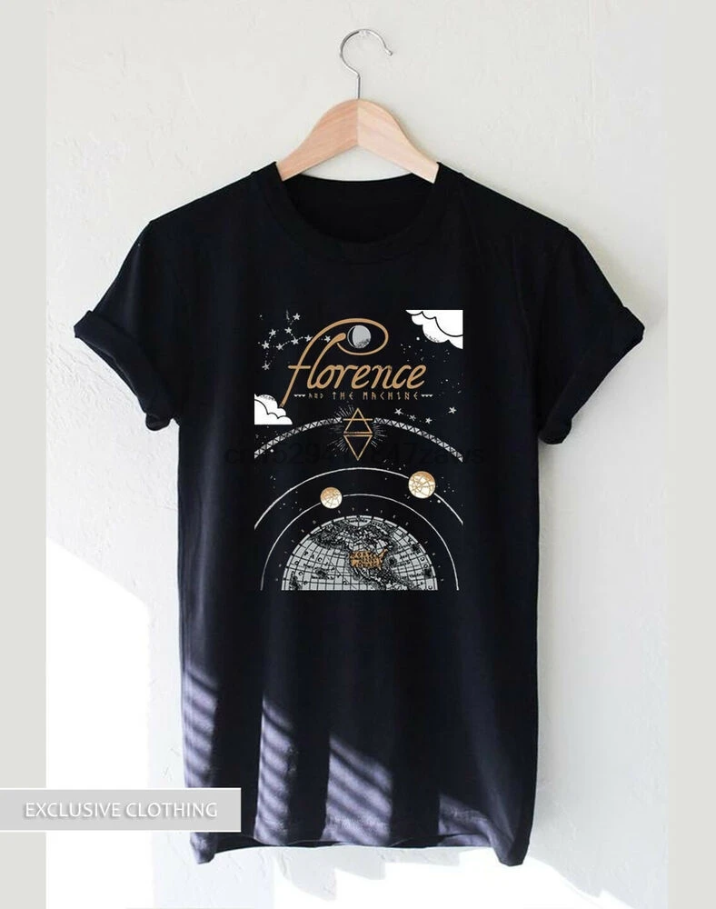 Винтажная черная футболка из хлопка с изображением Флоренции и машины |