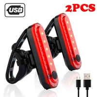 2pc red usb rechargeable bike bicycle cycling 4 modes led front rear tail light lamp outdoor sports bike light fietsverlichting