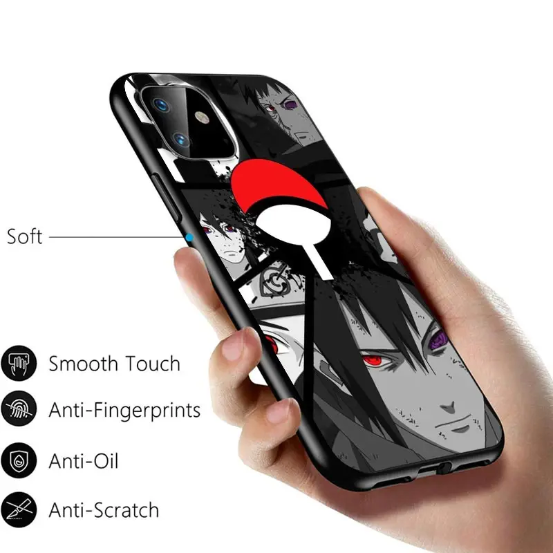 

Black Naruto anime For Apple iPhone 12 11 Pro Max mini XS Max XR X 8 7 6 6S Plus 5S SE 2020 Soft Black Phone Case