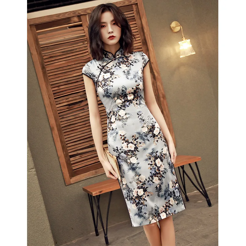 Женское Хлопковое платье чонсам новый летний винтажный китайский костюм женское