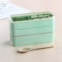 900ml 3 layers bento box eco friendly lunch box food container wheat straw material microwavable dinnerware lunchbox 2020 new