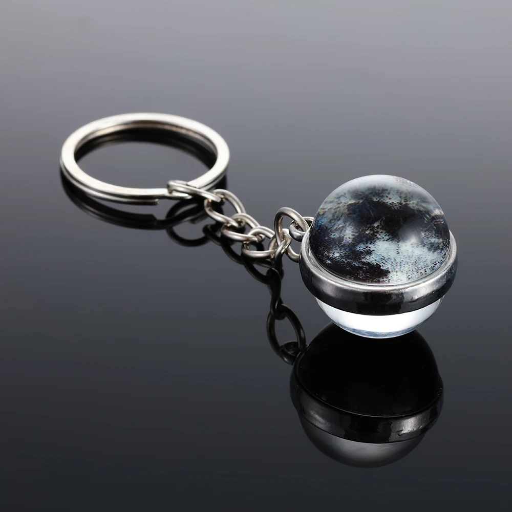 Цепочка для ключей светящаяся луна стеклянный шар земля солнце Jupiter планета