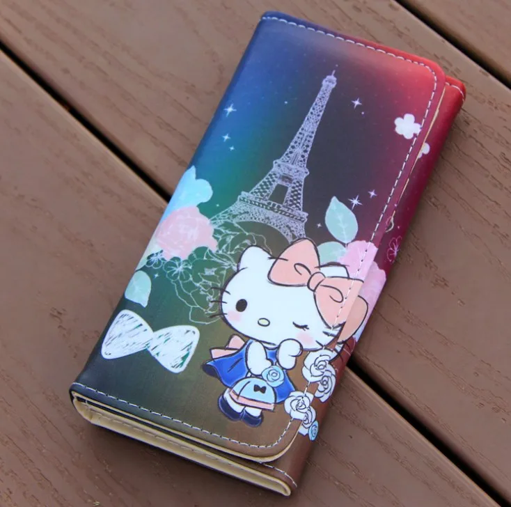 Новинка, милый Длинный кошелек из искусственной кожи с рисунком hello kitty для девушек и студентов, для отдыха, Дамский кошелек для монет, подарок на день рождения, держатель для карт, клатч - Цвет: K