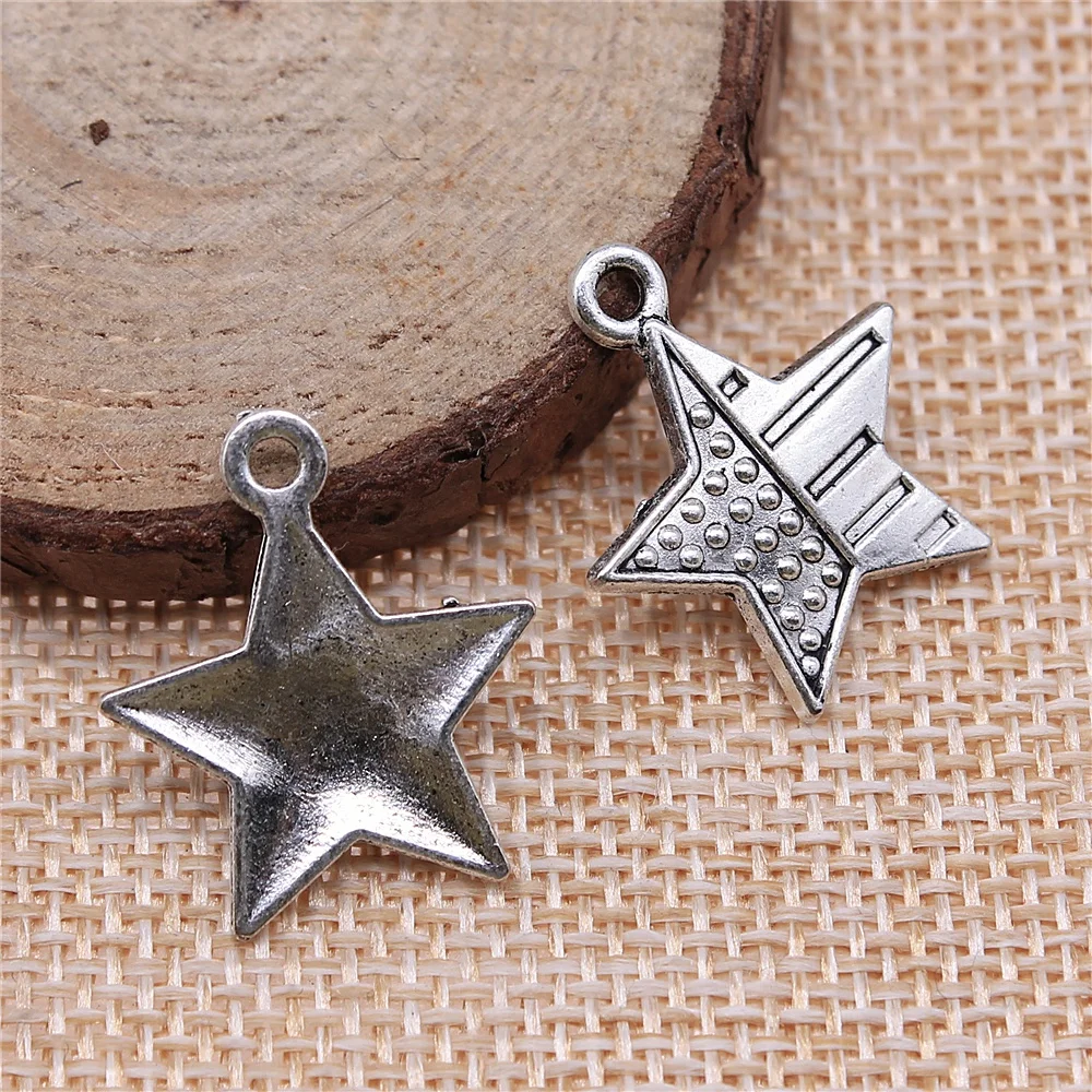 

Pendants Jewelry Making 10pcs 23x20mm Antique Silver Color Star Charms