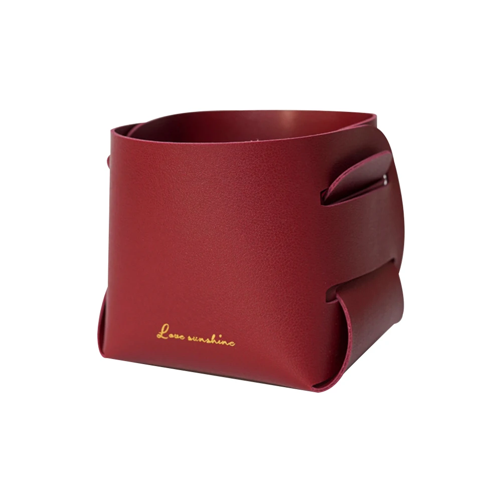 

Mini Storage Basket Collapsible Desktop Organizer Multifunction Simple Leather Storage Cubes for Home, Office, School