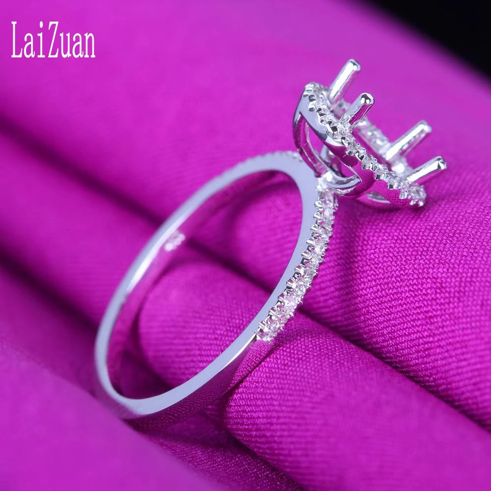 Кольцо женское из белого золота 14 карат с натуральными бриллиантами 7 5x5 мм -