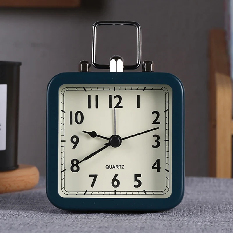 

Креативный будильник, часы в стиле ретро, тихие стрелки, металлический простой будильник с светильник кой, прикроватный домашний декор
