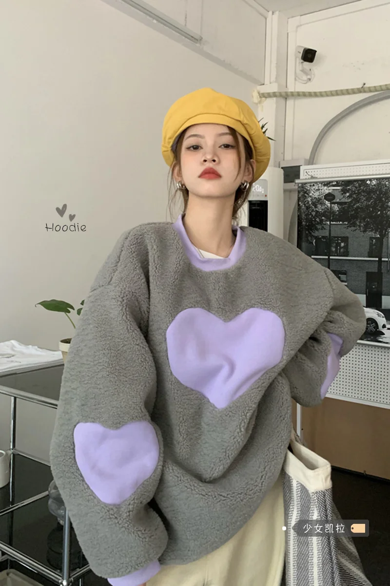 Женский свитер из овечьей шерсти фиолетовый Свободный пуловер средней длины с