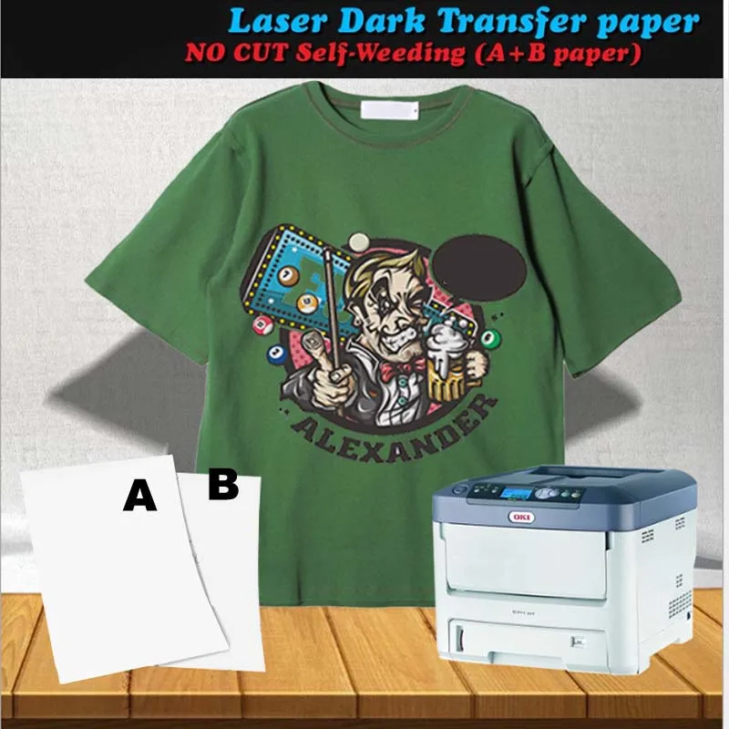 A4 5set 10set  Size A+B Dark Laser No Cut Heat Transfer Paper Self Weeding Thermal Paper Transfer For T-shirt