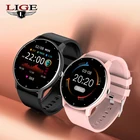 Смарт-часы LIGE для мужчин и женщин, модные многофункциональные спортивные водонепроницаемые умные часы с пульсометром, монитором кровяного давления, 2021
