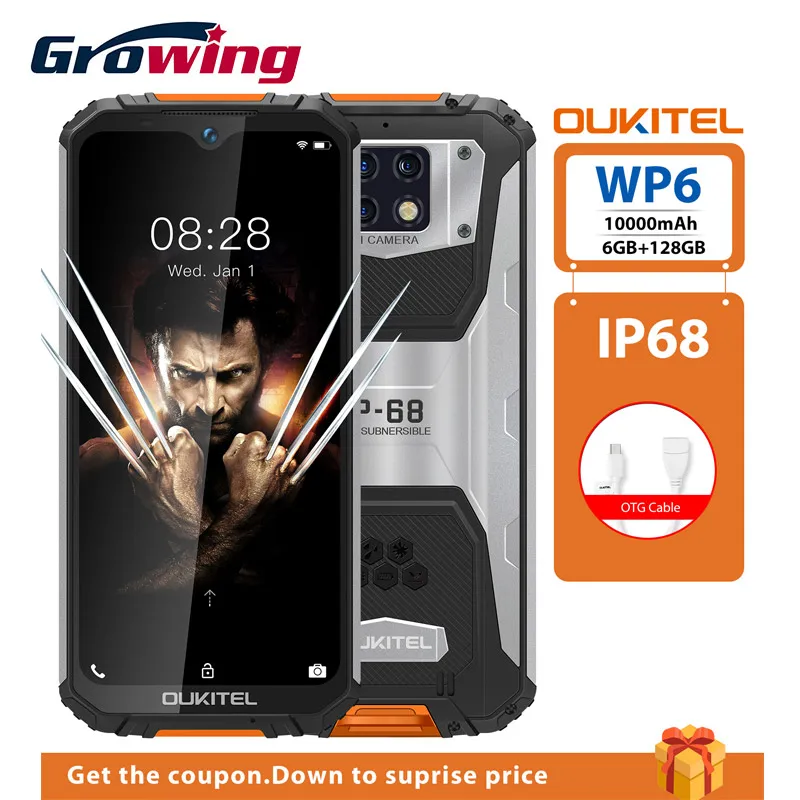 OUKITEL WP6 Водонепроницаемый и пыленепроницаемый 6 3 &quot19 5: 9 мобильный телефон MT6771T Octa