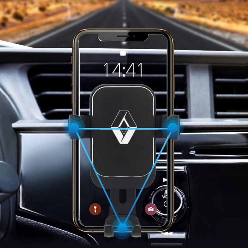 car mobile phone holder for renault kadjar captur twingo clio megane 2 3 4 duster logan air vent clip gps stand gravity bracket free global shipping