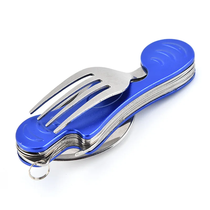 

Camp Spoon Fold Spork Detachable Multi Tool Portable Picnic Fork Flatware Tableware Knife Keychain Cutlery Bottle Opener Outdoor