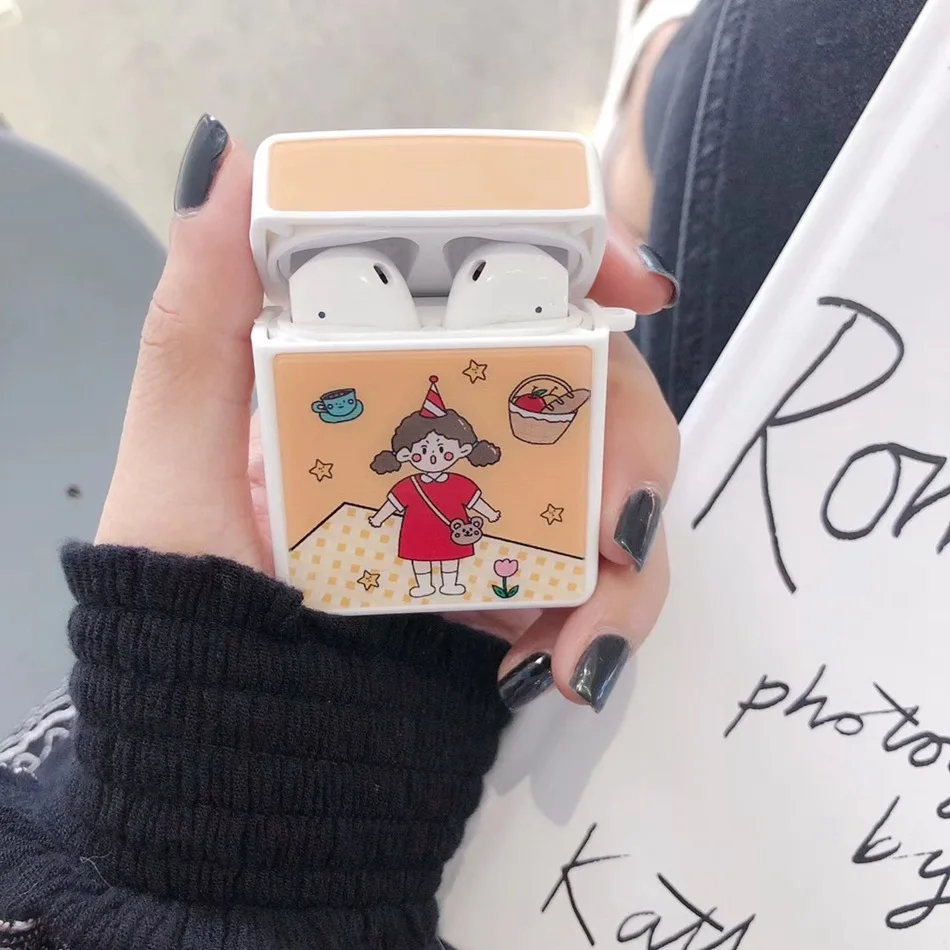 Girl Yellow Для AirPods случае 3D мультяшный наушник чехол для Apple Airpods 2 забавные интимные аксессуары защитную крышку с палец кольцо ремень - Цвет: Girl Yellow