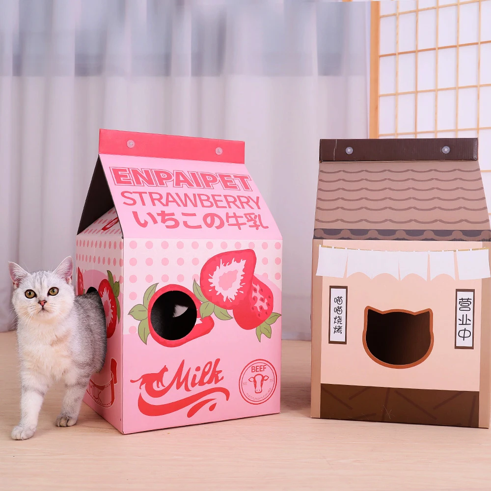 Складная коробка для молока из гофрированной бумаги милая кошка домик котят
