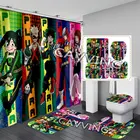 Занавеска для душа с 3D принтом аниме Моя геройская Академия, водонепроницаемая занавеска для ванной комнаты, Противоскользящий коврик для ванной, набор ковриков для туалета, ковер для дома 02