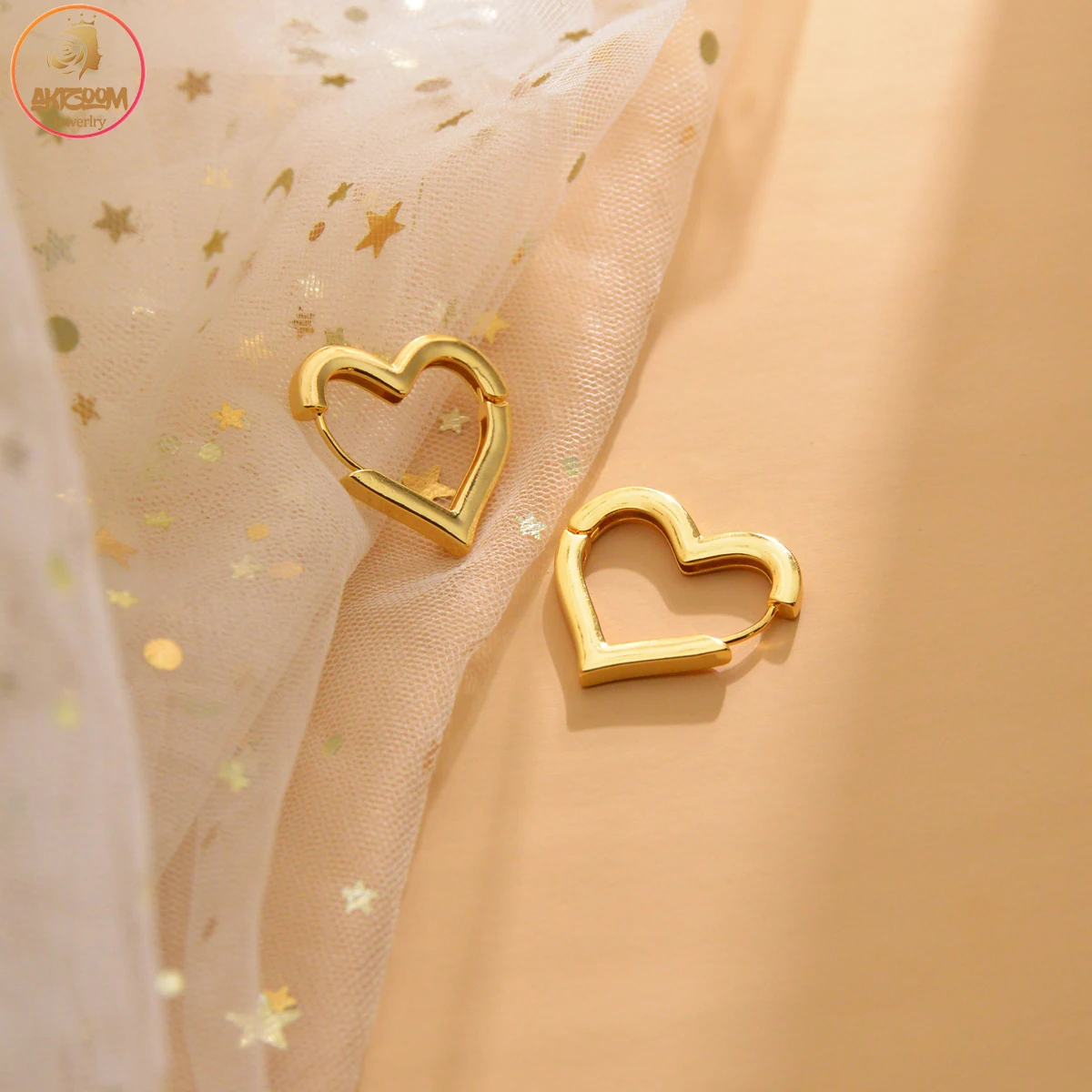 Серьги Akizoom в стиле панк большие металлические украшения форме сердца с