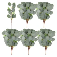 40 pieces artificial eucalyptus leaves greenery stems branches with fruit silver dollar dried plant for wedding bridal