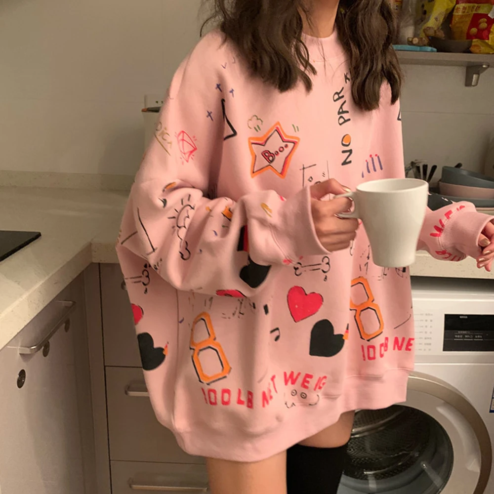 

Fall 2020 new Korean edition loose long sleeves and fleecy hoodie female student casual jacket