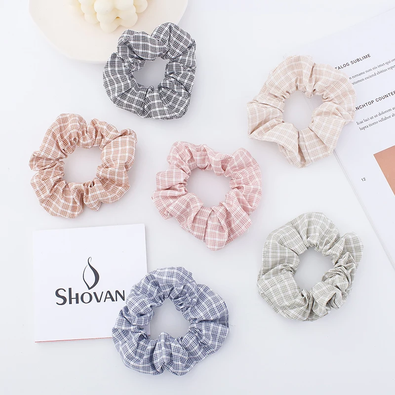 

1PCS/Bag Grid Pattern Elastic Scrunchies 2021New Hot Ponytail Holder Hair Band Hair Rope Tie Fashion Stipe For Women Girls