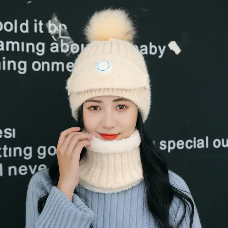 

Новые Зимние Велоспорт женская шапка, 3 предмета, теплые шерстяные шапки бини шапки Skullies шапки с шарфом маска женские бархатные толстые анти...