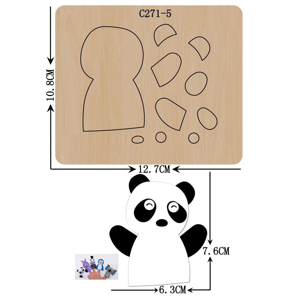 Новые деревянные штампы для скрапбукинга с пандой C-271-5 обычных вырубных машин на