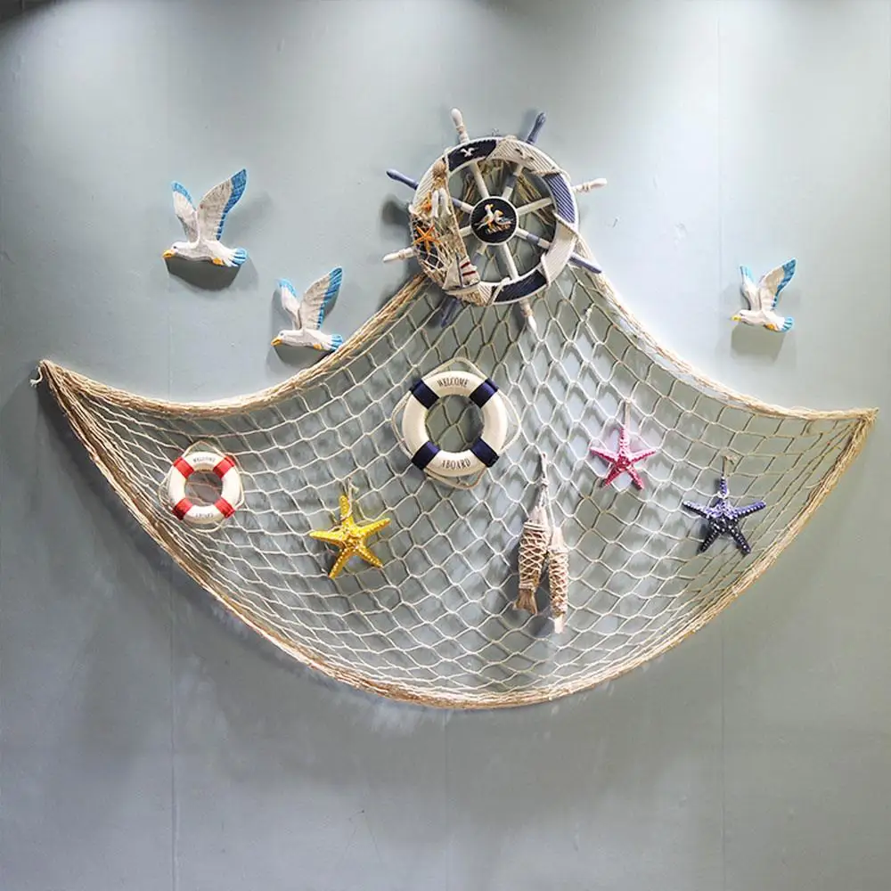 Декоративная рыболовная сеть 1*2 м синий/бежевый домашний декор