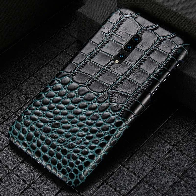 Чехол из натуральной кожи в деловом стиле для One plus 7, чехол 7 Pro с текстурой крокодила, противоударный чехол для телефона One plus 6 6T 5 5T coque - Цвет: blue