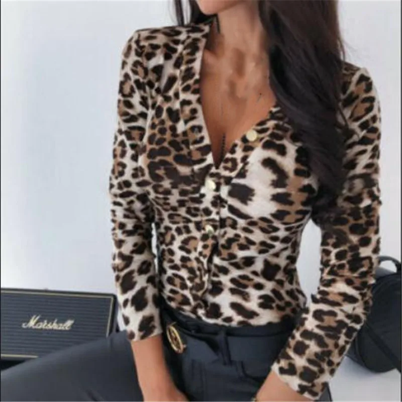 

Women's Sexy V-neck Playsuit New Long Sleeves Snakeskin Leopard Pattern Bodysuit Fashion Leotard Jumpsuit Female Bodycon Romper