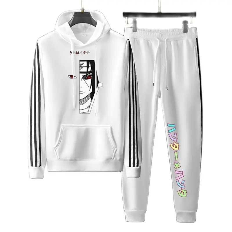 

Printed Hoodie Streetwear Children's Japanese Anime Sasuke Kakashi Oversized Pullover Sweater + Sweatpants Unisex Sweatshirt