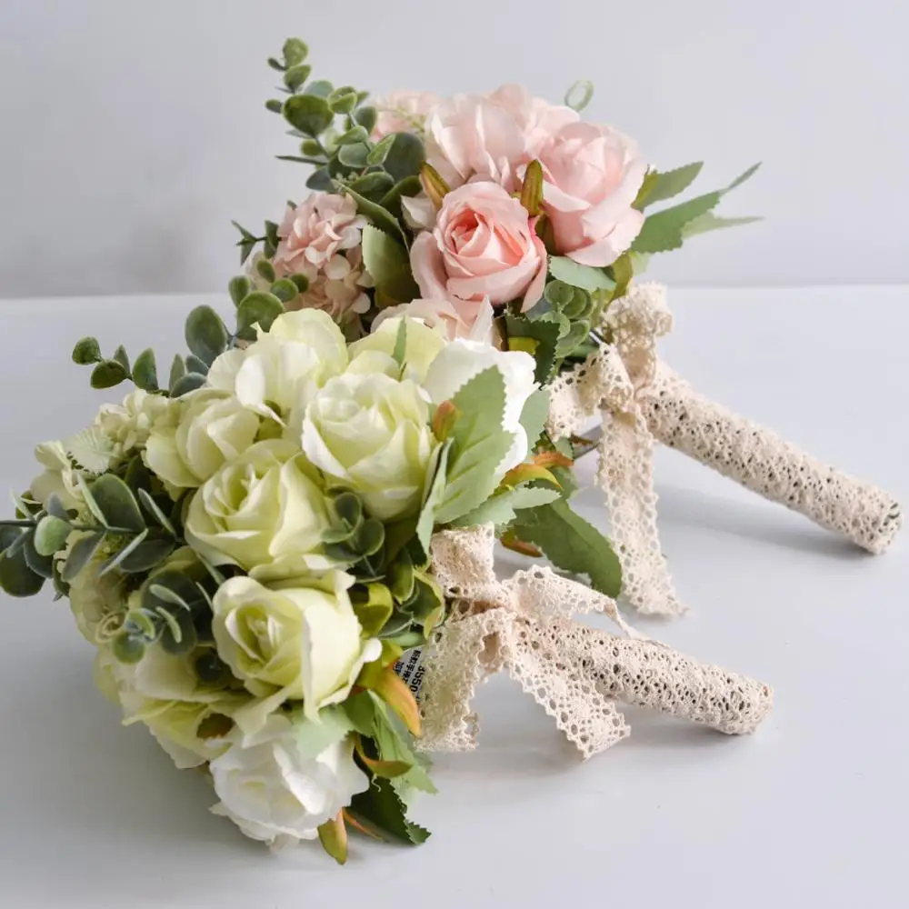 Modet Boho Wedding Bouquet Flowers Marriage Accessories Small Bridal Bouquets Silk Roses for Bridesmaids Home Decoration | Свадьбы и