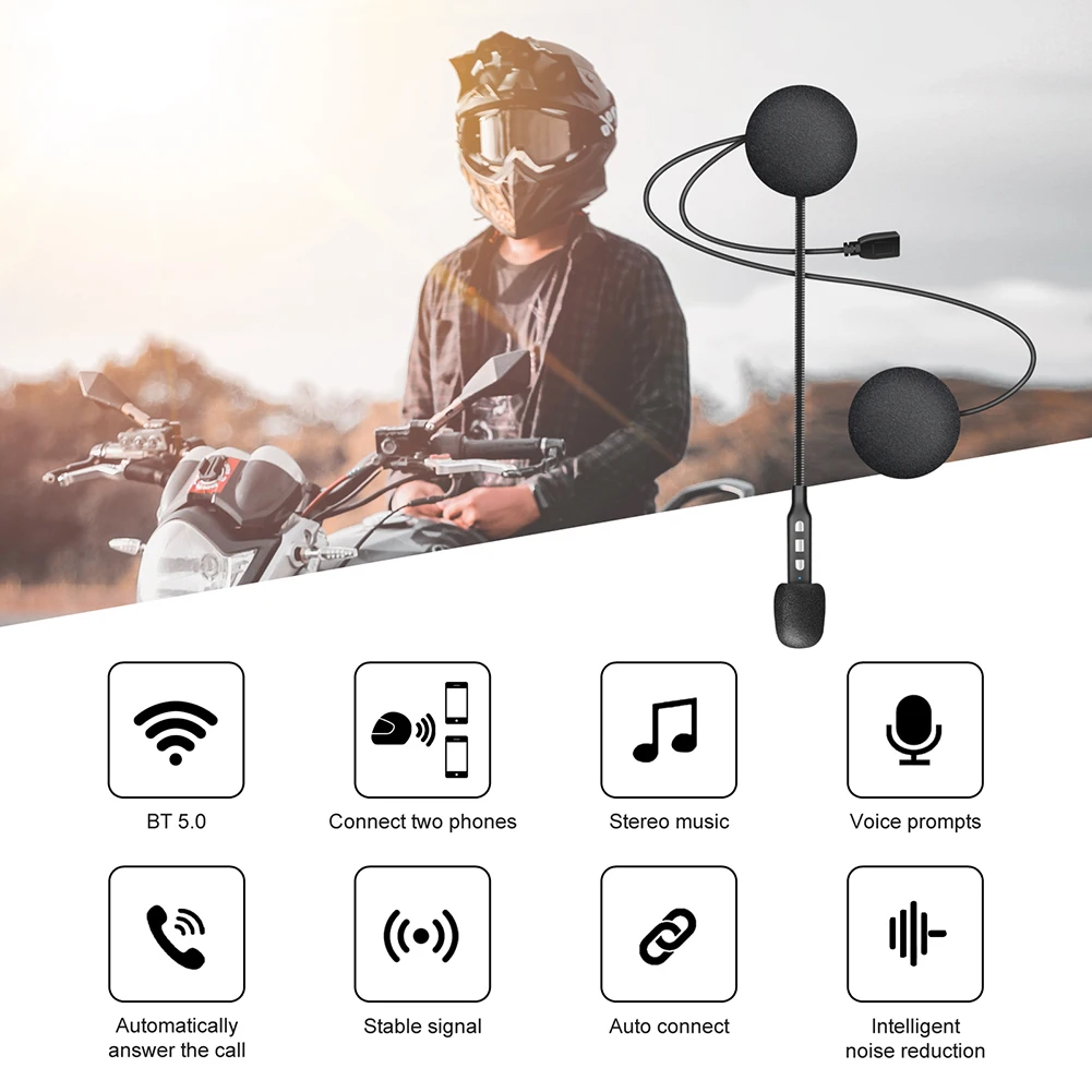 

Bluetooth-гарнитура для мотоциклетного шлема с микрофоном и шумоподавлением