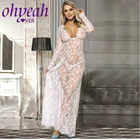 Ohyeahlover Макси черно-белая свадебная ночная рубашка Vestido с длинным рукавом кружевной халат ночная рубашка новая сексуальная ночная рубашка RL80497