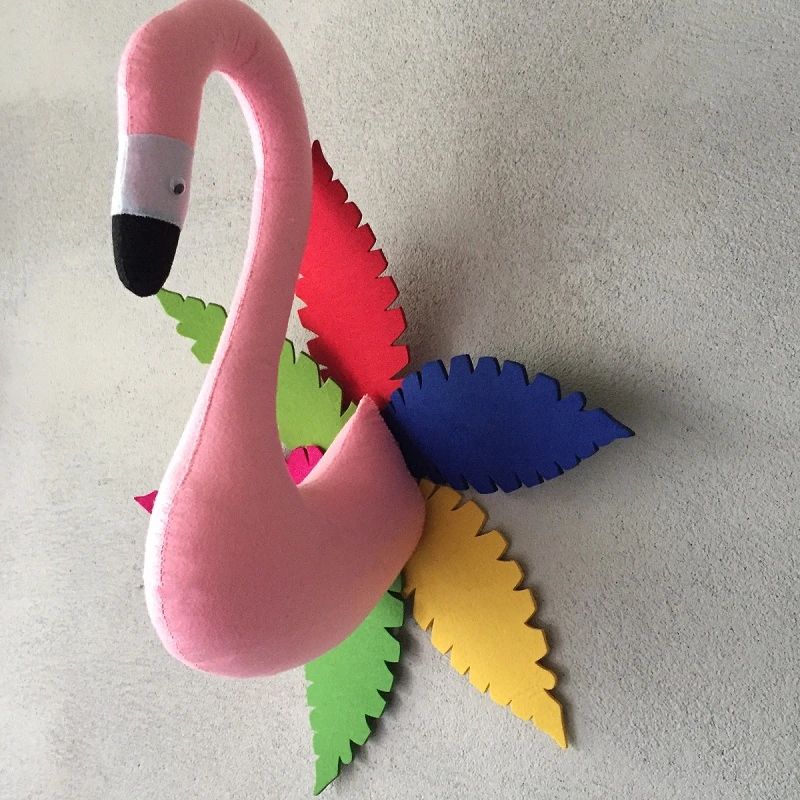 Милая птица фламинго настенное крепление голова животного детская комната