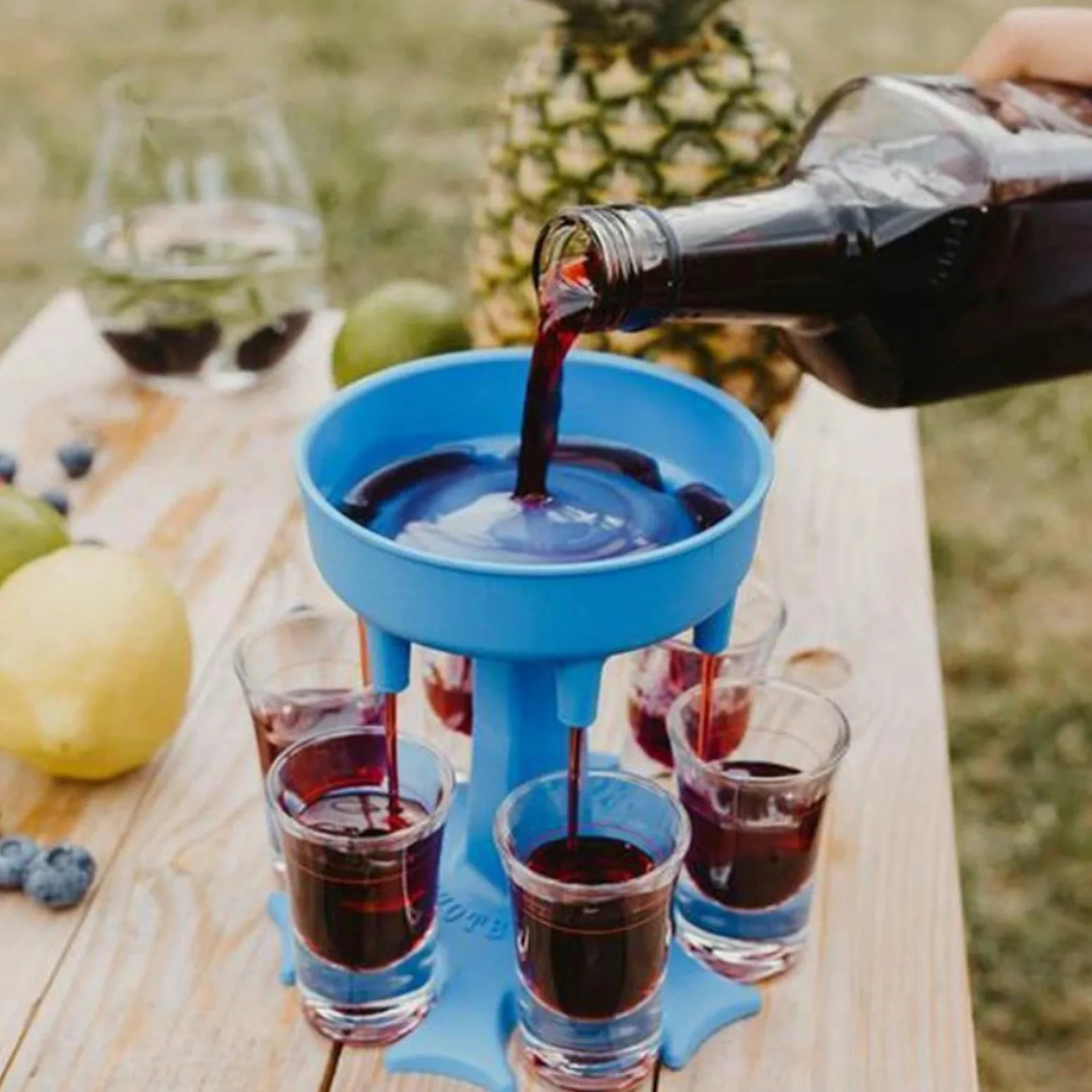 Behogar 6 рюмку Стекло диспенсер Пластик ликера подвесной держатель стойки