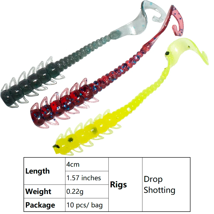 Larva Worms Plankton 4cm 5cm 0.22pcs 10pcs Micro Jigging Perch Pike Trout Perch Fishing Lure Soft baits