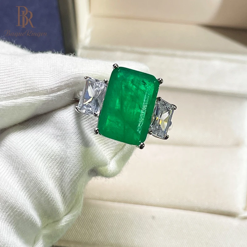 

Женское кольцо из серебра 925 пробы с изумрудами, вечерние х14 мм