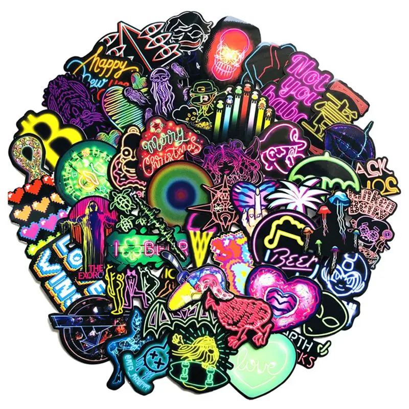 50/75 шт неоновый светильник наклейки подарки игрушки для детей аниме животные