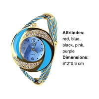50hot wristwatch spiral waterproof round rhinestone braid bangle watch for gift