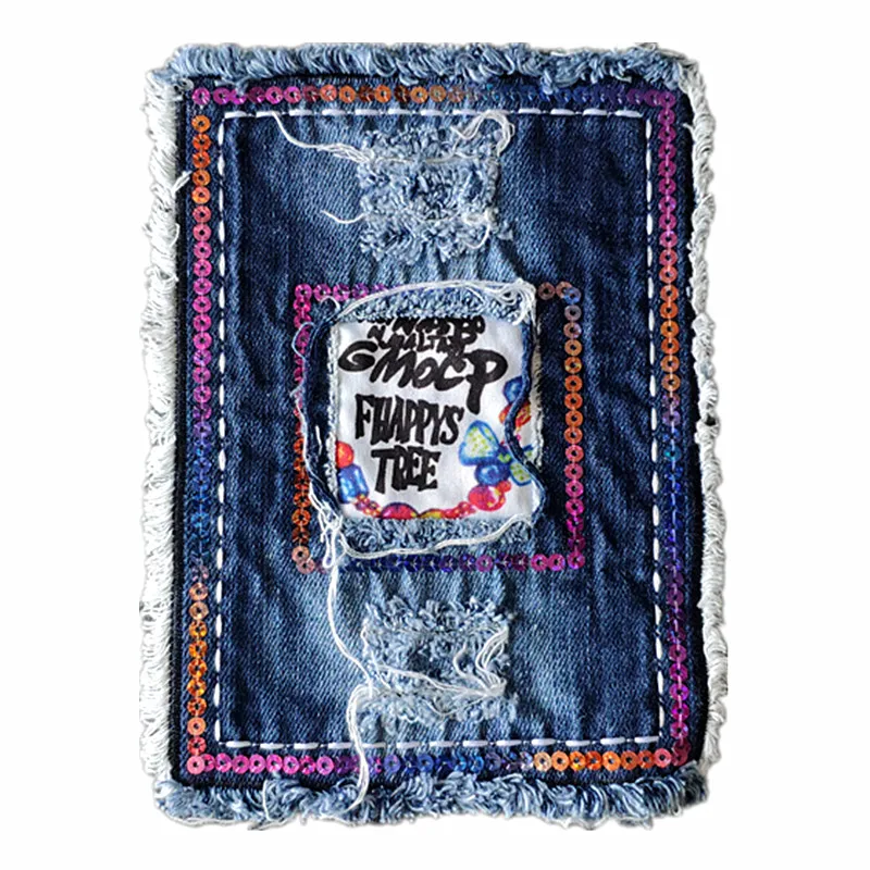 Цветочные Джинсовые нашивки с блестками для одежды тканевые джинсы странными