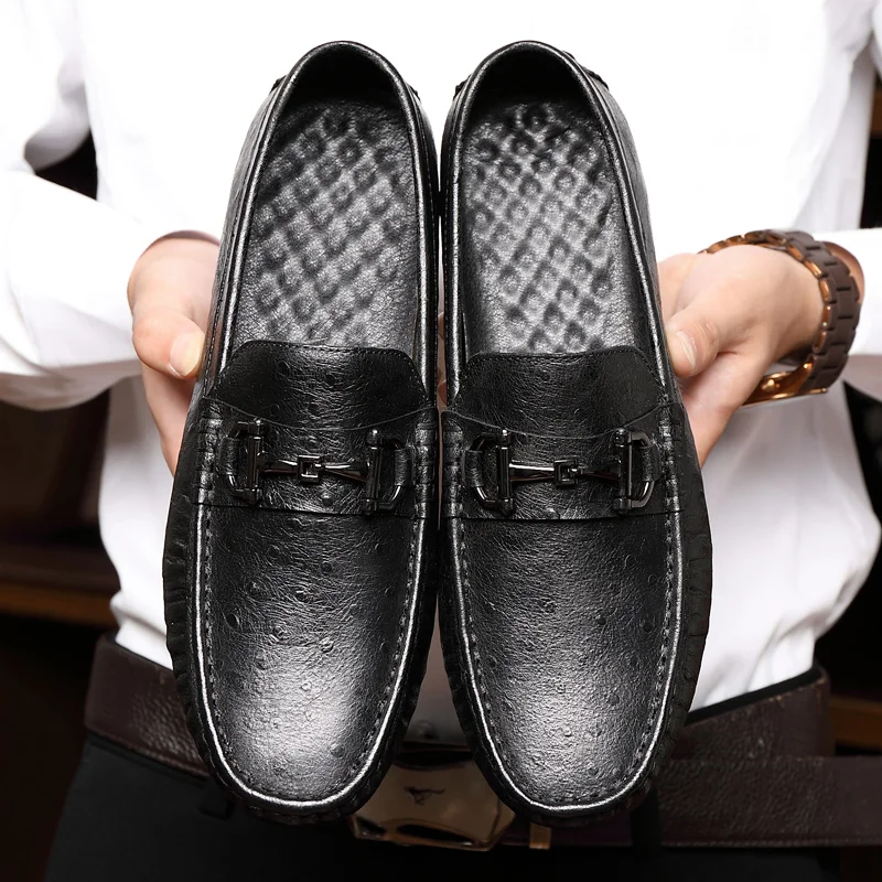 

New Mens Loafers Genuine Leather Luxury Shoes Men Business Italian Flats Brand Non-Slip Adulto Driving Shoes Classic Loafers Men