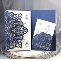 25pcs wedding invitations card with pearl paper material laser cut greeting cards mariage birthday bridal shower party supplies