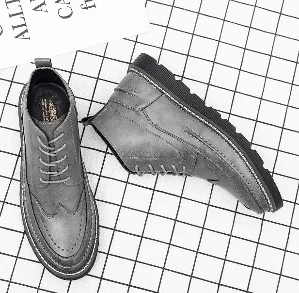 Зима 2019 новинка черные высокие мужские Ботинки Martin повседневная обувь в