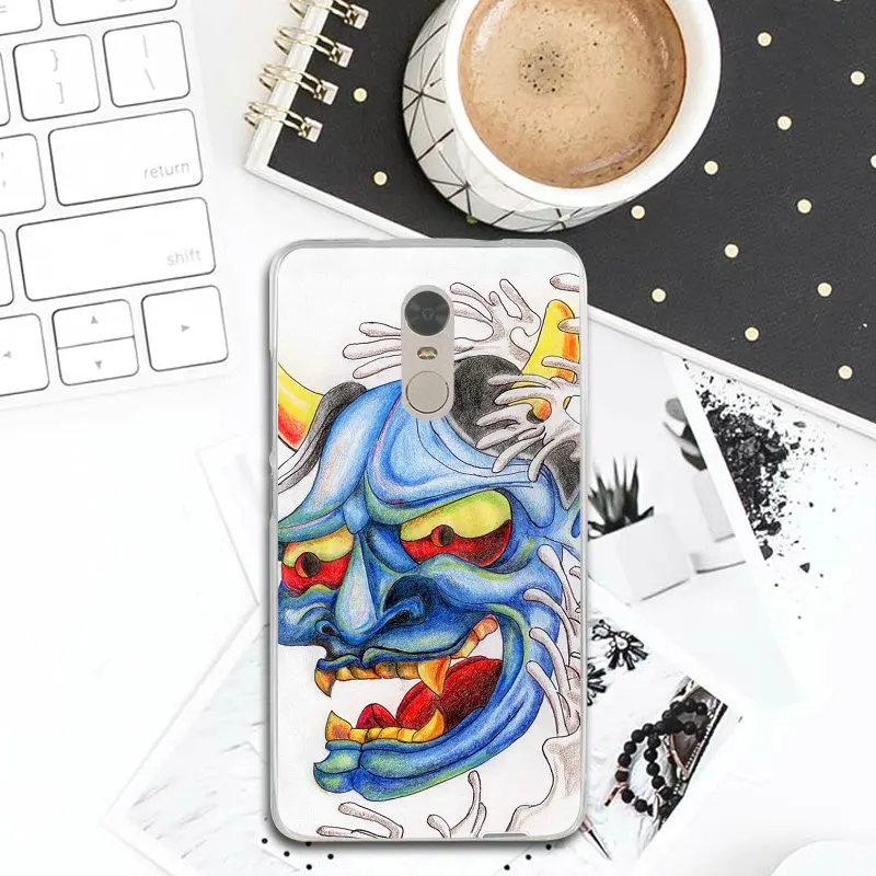 Soft TPU Phone Case Cover for Xiaomi Mi Redmi Note 3S 4 4X 4A 5 5S 5A 6 8 A1 Pro Plus Max 3 Cool Oni Hannya Demon Mask |