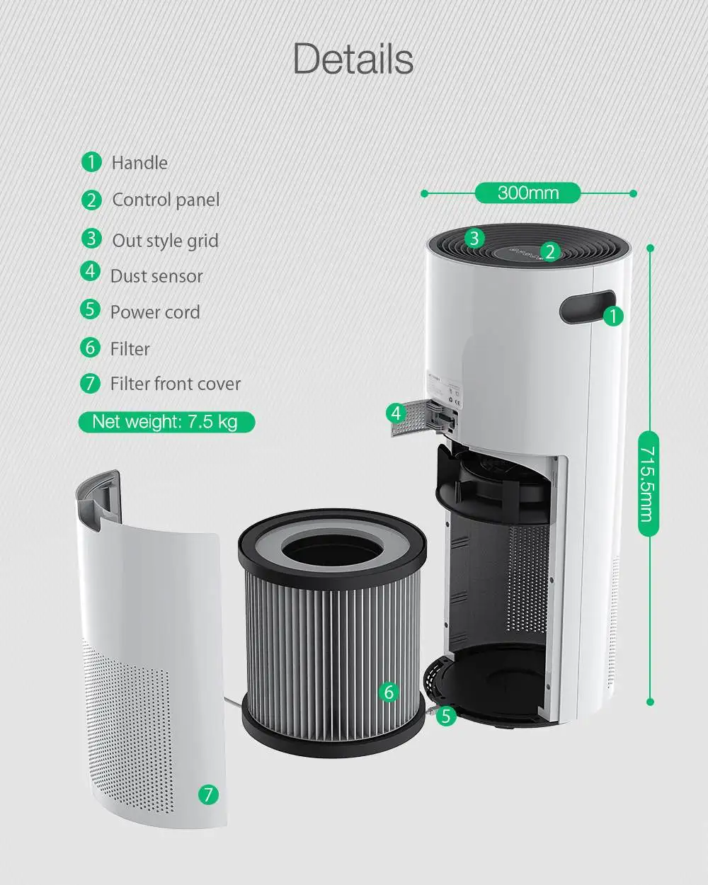 

BlitzWolf BW-AP2 Eu Plug Smart Air Purifier Air Cleaner for Home APP Control Timing H12 HEPA Filter 34db Quiet Air Cleaner