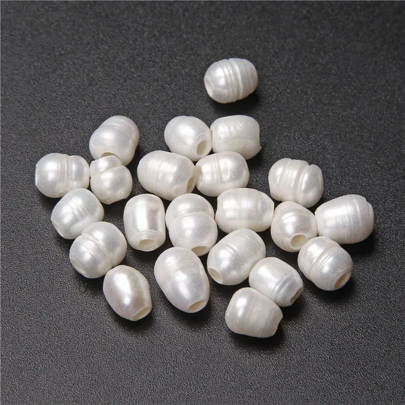 Большие жемчужины с отверстием 8-9 мм. Овальные черные белые натуральные пресноводные жемчужины для изготовления ювелирных изделий, ожерелья и аксессуары для самостоятельного создания.