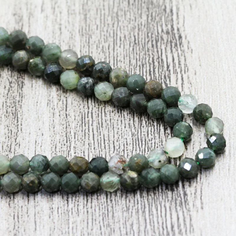 

Natural 4mm Green Apatite Beads Stone High Quality Faceted Loose Round Gray Hole Beads For Jewelry Making DIY Bracelet Necklace